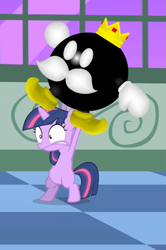 Size: 479x720 | Tagged: safe, imported from derpibooru, twilight sparkle, big bob-omb, crossover, filly, nintendo, super mario 64, super mario bros.