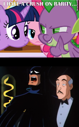 Size: 832x1326 | Tagged: safe, imported from derpibooru, pinkie pie, spike, twilight sparkle, batman, batman the animated series, reaction image