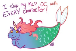 Size: 500x338 | Tagged: safe, artist:rosalarian, artist:yamino, imported from derpibooru, oc, oc only, mermaid, merpony, narwhal, pony, shrimp, unicorn, joke oc