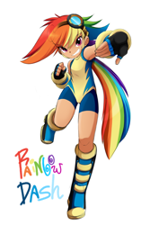 Size: 600x849 | Tagged: safe, artist:bleedman, artist:g-blue16, imported from derpibooru, rainbow dash, human, armpits, cute, dashabetes, female, humanized, solo, wonderbolt trainee uniform, wonderbolts