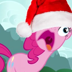 Size: 256x256 | Tagged: safe, imported from derpibooru, pinkie pie, hat, hearth's warming, pinkie frogmouth, santa hat