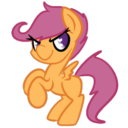 Size: 500x500 | Tagged: dead source, safe, artist:robynne, imported from derpibooru, scootaloo, pegasus, pony, female, filly, rearing, simple background, smiling, solo, spread wings, transparent background, wings