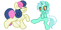 Size: 1000x500 | Tagged: safe, artist:robynne, imported from derpibooru, bon bon, lyra heartstrings, animated, bipedal, dancing, female, lyrabon