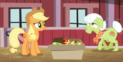 Size: 830x417 | Tagged: safe, imported from derpibooru, applejack, granny smith, apple family reunion