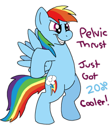 Size: 837x954 | Tagged: safe, artist:thedoggygal, imported from derpibooru, rainbow dash, pony, 20% cooler, dancing, female, pelvic thrust, solo