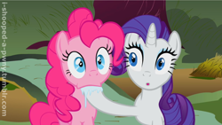 Size: 1280x720 | Tagged: safe, edit, edited screencap, editor:i-shooped-a-pwny, imported from derpibooru, screencap, pinkie pie, rarity, putting your hoof down, drool, duo, hoof sucking