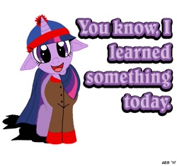 Size: 589x553 | Tagged: dead source, safe, artist:alanes, imported from derpibooru, twilight sparkle, cute, floppy ears, parody, solo, south park, stan marsh, twiabetes