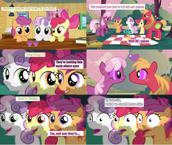 Size: 2476x2090 | Tagged: safe, edit, edited screencap, imported from derpibooru, screencap, apple bloom, big macintosh, cheerilee, scootaloo, sweetie belle, earth pony, pegasus, pony, unicorn, hearts and hooves day (episode), cheerimac, comic, cutie mark crusaders, female, filly, hearts and hooves day, implied sex, love poison, male, mare, screencap comic, shipping, stallion, straight, wide eyes