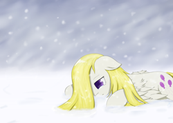 Size: 1120x800 | Tagged: safe, artist:muffinsforever, imported from derpibooru, surprise, pony, female, g1, g1 to g4, g4, generation leap, snow, snowfall, solo, surprisamena