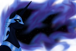 Size: 1500x1000 | Tagged: safe, artist:rex42, imported from derpibooru, nightmare moon, bust, ethereal mane, side view, solo, starry mane