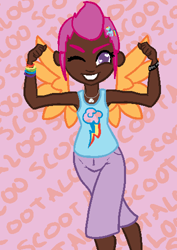 Size: 354x500 | Tagged: safe, artist:robynne, imported from derpibooru, scootaloo, human, dark skin, humanized