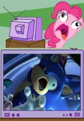 Size: 414x600 | Tagged: safe, imported from derpibooru, pinkie pie, pony, crossover, dat face, derp, exploitable meme, meme, pinkie frogmouth, sonic the hedgehog (series), sonic unleashed, tv meme