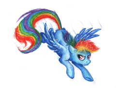 Size: 1024x740 | Tagged: safe, artist:gonedreamer, imported from derpibooru, rainbow dash, pegasus, pony, female, flying, mare, solo