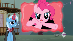 Size: 854x480 | Tagged: safe, imported from derpibooru, pinkie pie, trixie, magic duel, meme, trixivision