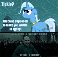 Size: 845x819 | Tagged: safe, imported from derpibooru, trixie, harry potter, harry potter (series), image macro, photo, voldemort