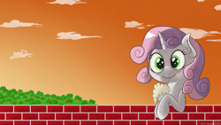 Size: 1920x1080 | Tagged: safe, artist:1rumi1, imported from derpibooru, sweetie belle, milkshake, wallpaper