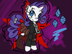 Size: 1024x768 | Tagged: safe, artist:acharmingpony, imported from derpibooru, rarity, pony, buckle, goth, piercing, solo, zipper