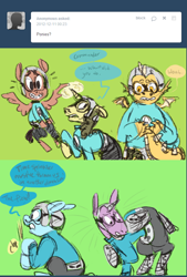 Size: 604x892 | Tagged: safe, artist:pachnoda, imported from derpibooru, alicorn, pony, aquabats, crash mclarson, crossover, dragonified, eaglebones falconhawk, jimmy the robot, mc bat commander, ponified, ricky fitness, tumblr