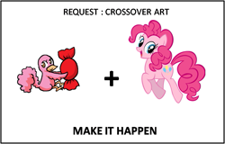 Size: 793x506 | Tagged: safe, imported from derpibooru, pinkie pie, all caps, bittersweet candy bowl, chirpy, exploitable meme, make it happen, meme