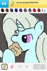 Size: 352x528 | Tagged: safe, imported from derpibooru, trixie, draw something, pinecone, trixie eating pinecones