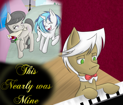 Size: 1000x857 | Tagged: safe, artist:narbevoguel, imported from derpibooru, dj pon-3, frederic horseshoepin, octavia melody, vinyl scratch, female, fredtavia, lesbian, male, scratchtavia, shipping, straight