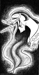 Size: 1230x2356 | Tagged: safe, artist:zubirus, imported from derpibooru, princess celestia, crying, monochrome