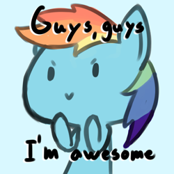 Size: 500x500 | Tagged: safe, artist:sepent, imported from derpibooru, part of a set, rainbow dash, pony, blue background, cute, dashabetes, dot eyes, female, simple background, solo