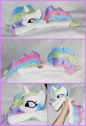 Size: 750x1105 | Tagged: safe, artist:sailorminimuffin, imported from derpibooru, princess celestia, beanie (plushie), hand, irl, photo, plushie