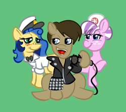 Size: 825x736 | Tagged: safe, artist:wizardski, imported from derpibooru, nurse sweetheart, oc, oc:milky way, pony, clothes, female, iron maiden, jacket, leather jacket, mare, ponified