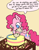 Size: 1100x1400 | Tagged: safe, artist:rwl, imported from derpibooru, pinkie pie, earth pony, pony, advice, baking, bob ross, cake, caption, cooking, cute, dialogue, diapinkes, discussion in the comments, female, food, frosting, heartwarming, icing bag, inspiration, inspirational, mare, motivational, positive ponies, quote, simple background, solo, speech bubble, steve ross, sweet dreams fuel, thought bubble, wholesome, yellow background
