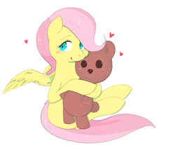 Size: 1100x910 | Tagged: safe, artist:japananon, artist:昔の傷口, imported from derpibooru, fluttershy, pegasus, pony, blank flank, solo, teddy bear