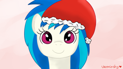 Size: 1920x1080 | Tagged: safe, artist:verminshy, imported from derpibooru, dj pon-3, vinyl scratch, christmas, hat