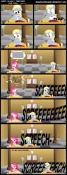 Size: 1110x2880 | Tagged: safe, artist:gonein10seconds, imported from derpibooru, derpy hooves, pinkie pie, pegasus, pony, comic, female, mare, mr bean, pinkamena diane pie, test