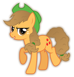 Size: 5013x5192 | Tagged: safe, artist:jennieoo, imported from derpibooru, applejack, earth elemental, earth pony, elemental, pony, absurd resolution, alternate eye color, brown eyes, element of earth, female, mane 6 elementals, mare, raised hoof, show accurate, simple background, solo, transparent background, vector
