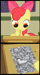 Size: 658x1244 | Tagged: safe, imported from derpibooru, apple bloom, pony, exploitable meme, female, gon, meme, solo