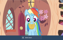 Size: 640x406 | Tagged: safe, artist:capnpea, edit, edited screencap, imported from derpibooru, screencap, rainbow dash, pegasus, pony, fimbriae, padlock, pun, solo, tumblr, visual pun