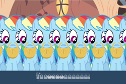 Size: 500x334 | Tagged: safe, artist:capnpea, edit, edited screencap, imported from derpibooru, screencap, rainbow dash, clone, clones, dashstorm, fimbriae, multeity, padlock, pun, visual pun