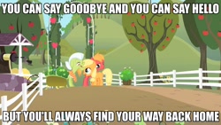 Size: 960x540 | Tagged: safe, edit, edited screencap, imported from derpibooru, screencap, applejack, big macintosh, granny smith, earth pony, pony, the cutie mark chronicles, colt big macintosh, female, filly, filly applejack, image macro, male, reference, stallion, sweet apple acres, younger