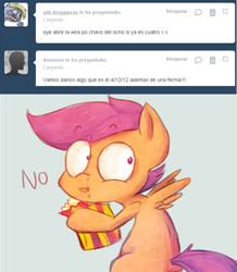 Size: 1281x1471 | Tagged: safe, imported from derpibooru, scootaloo, spanish, tumblr