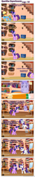 Size: 720x3620 | Tagged: safe, artist:navitaserussirus, imported from derpibooru, applejack, rainbow dash, rarity, twilight sparkle, earth pony, pegasus, pony, bitch slap, blank flank, comic, implied princess celestia, race swap, science, sparkles experiments