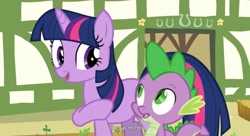Size: 1565x851 | Tagged: safe, imported from derpibooru, screencap, spike, twilight sparkle, youtube caption, youtube link