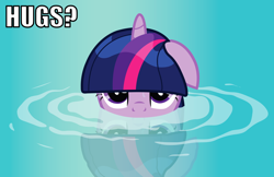 Size: 924x600 | Tagged: safe, imported from derpibooru, twilight sparkle, hug, image macro, water, wet mane