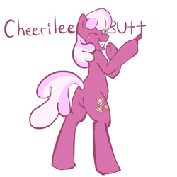 Size: 900x900 | Tagged: safe, artist:greendelibird, imported from derpibooru, cheerilee, earth pony, pony, bipedal, butt, female, flowerbutt, looking at you, looking back, mare, plot, solo