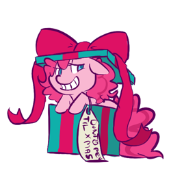 Size: 500x500 | Tagged: safe, artist:mt, imported from derpibooru, pinkie pie, pony, box, christmas, female, pony in a box, present, solo