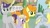 Size: 1280x720 | Tagged: artist needed, source needed, safe, imported from derpibooru, carrot top, derpy hooves, dinky hooves, golden harvest, written script, earth pony, pegasus, pony, unicorn, female, goldenscript, mare, parent, shipping