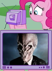 Size: 881x1207 | Tagged: safe, imported from derpibooru, pinkie pie, pony, doctor who, exploitable meme, meme, no mouth, silence, the silence, tv meme