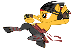 Size: 3000x2126 | Tagged: safe, artist:kyute-kitsune, imported from derpibooru, pony, liu kang, mortal kombat, ponified, simple background, solo, transparent background, vector