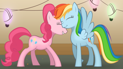 Size: 1280x720 | Tagged: safe, artist:langbard, imported from derpibooru, pinkie pie, rainbow dash, pinkiedash, shipping