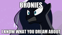 Size: 500x281 | Tagged: safe, edit, edited screencap, imported from derpibooru, screencap, princess luna, luna eclipsed, angry, bronybait, image macro, oh no, text