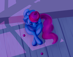 Size: 1000x789 | Tagged: safe, artist:sb, imported from derpibooru, cup cake, earth pony, pony, eyes closed, female, floor, mare, sitting, solo